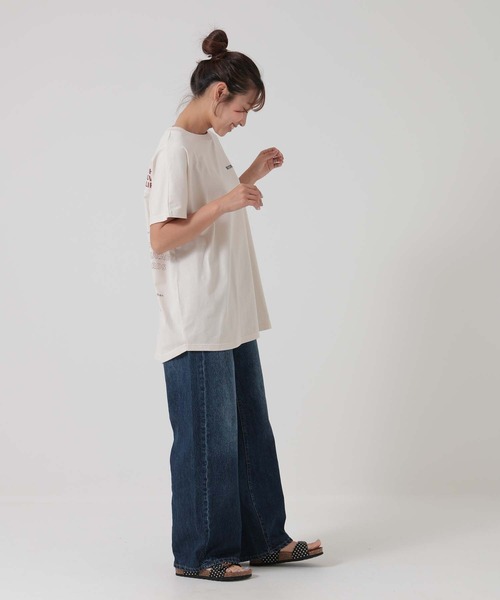 HEART MARKET（ハートマーケット）の「アシメフレンチ袖バックプリントチュニック（Tシャツ/カットソー・レディース・ネイビー/グレー/ナチュラル/ブラック/チャコール/ミント・FREE）」の10枚目の写真
