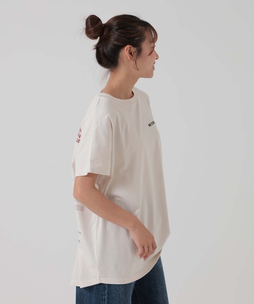 HEART MARKET（ハートマーケット）の「アシメフレンチ袖バックプリントチュニック（Tシャツ/カットソー・レディース・ネイビー/グレー/ナチュラル/ブラック/チャコール/ミント・FREE）」の13枚目の写真