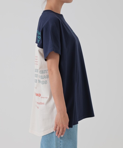 HEART MARKET（ハートマーケット）の「アシメフレンチ袖バックプリントチュニック（Tシャツ/カットソー・レディース・ネイビー/グレー/ナチュラル/ブラック/チャコール/ミント・FREE）」の16枚目の写真