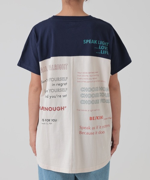 HEART MARKET（ハートマーケット）の「アシメフレンチ袖バックプリントチュニック（Tシャツ/カットソー・レディース・ネイビー/グレー/ナチュラル/ブラック/チャコール/ミント・FREE）」の17枚目の写真
