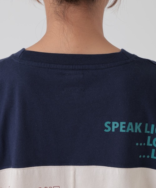 HEART MARKET（ハートマーケット）の「アシメフレンチ袖バックプリントチュニック（Tシャツ/カットソー・レディース・ネイビー/グレー/ナチュラル/ブラック/チャコール/ミント・FREE）」の21枚目の写真