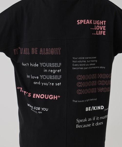 HEART MARKET（ハートマーケット）の「アシメフレンチ袖バックプリントチュニック（Tシャツ/カットソー・レディース・ネイビー/グレー/ナチュラル/ブラック/チャコール/ミント・FREE）」の22枚目の写真