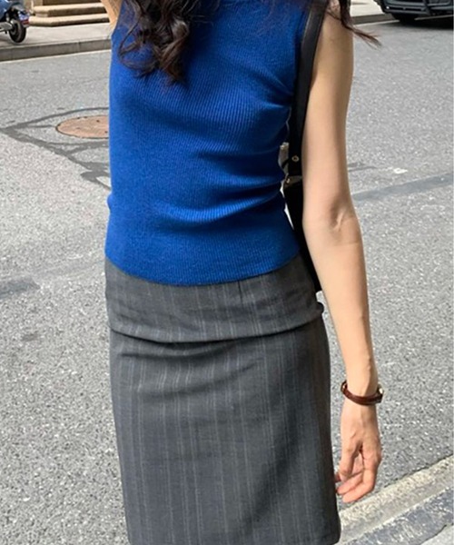 AsheKsha（アシクシャ）の「グレー細ストライプのタイトスカート（スカート・レディース・グレー・FREE）」の9枚目の写真