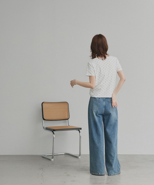 ad thie(アドティエ)の「ドット ドレープネック トップス(Tシャツ/カットソー・レディース・オフホワイト/杢グレー/ブラック・FREE)」の5枚目の写真
