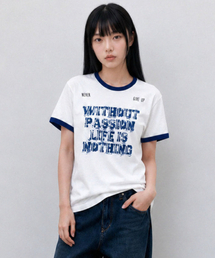ヴィンテージレタリングリンガーTシャツ_ネイビー