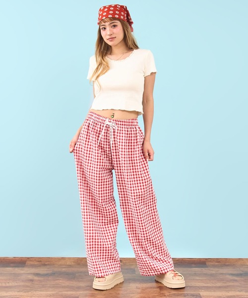 anap mimpi(アナップミンピ)の「ギンガム チェック イージー パンツ(その他パンツ・レディース・ブルー/レッド・F)」の17枚目の写真