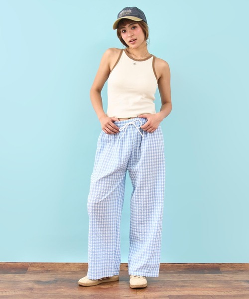 anap mimpi(アナップミンピ)の「ギンガム チェック イージー パンツ(その他パンツ・レディース・ブルー/レッド・F)」の7枚目の写真