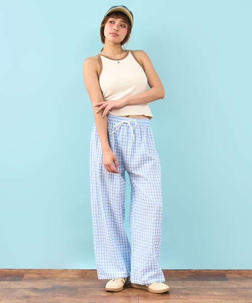 anap mimpi(アナップミンピ)の「ギンガム チェック イージー パンツ(その他パンツ・レディース・ブルー/レッド・F)」の8枚目の写真