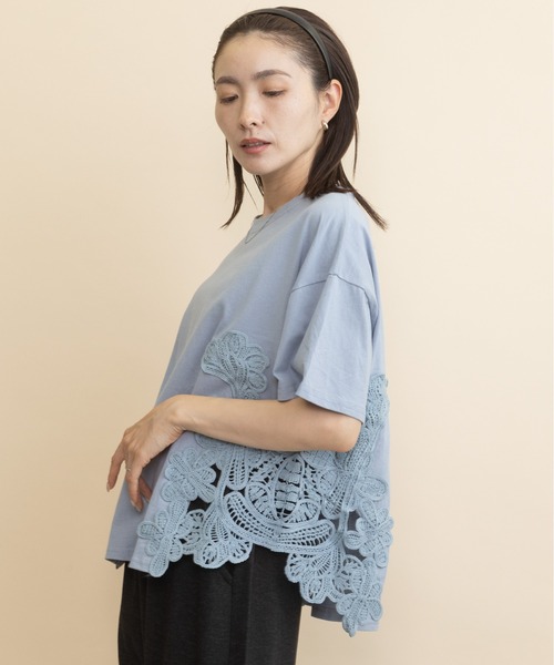 lodie(ロディ)の「サイドレーストリムT(Tシャツ/カットソー・レディース・ブルー/ブラック・FREE)」の9枚目の写真