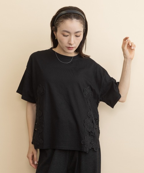 lodie(ロディ)の「サイドレーストリムT(Tシャツ/カットソー・レディース・ブルー/ブラック・FREE)」の6枚目の写真