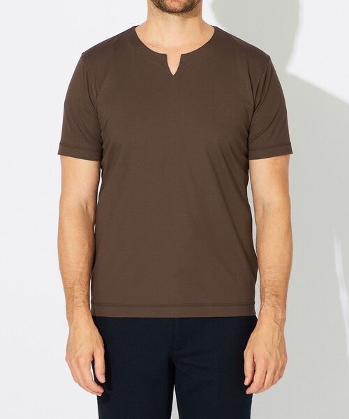 EPOCA UOMO(エポカウォモ)の「ライトポンチキーネックカットソー(Tシャツ/カットソー・メンズ・ブラウン系その他6/ホワイト/ダークネイビー・48/46)」の7枚目の写真