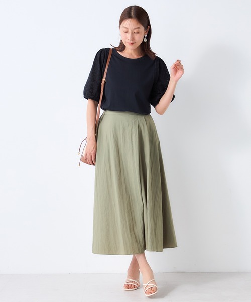 GALLORIA(ギャローリア)の「袖刺繍布帛切替プルオーバー(Tシャツ/カットソー・レディース・ブラック/ライトブラウン/グリーン・LL/M/L/S)」の7枚目の写真
