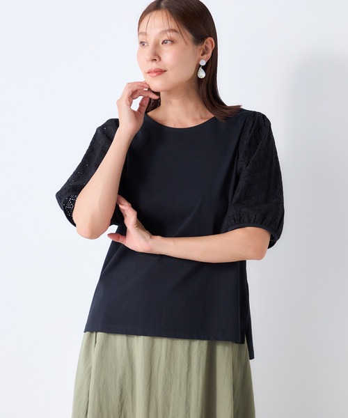 GALLORIA(ギャローリア)の「袖刺繍布帛切替プルオーバー(Tシャツ/カットソー・レディース・ブラック/ライトブラウン/グリーン・LL/M/L/S)」の8枚目の写真