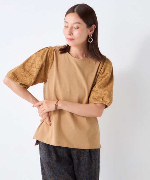 GALLORIA(ギャローリア)の「袖刺繍布帛切替プルオーバー(Tシャツ/カットソー・レディース・ブラック/ライトブラウン/グリーン・LL/M/L/S)」の12枚目の写真