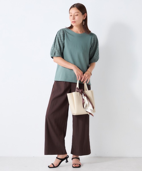 GALLORIA(ギャローリア)の「袖刺繍布帛切替プルオーバー(Tシャツ/カットソー・レディース・ブラック/ライトブラウン/グリーン・LL/M/L/S)」の15枚目の写真