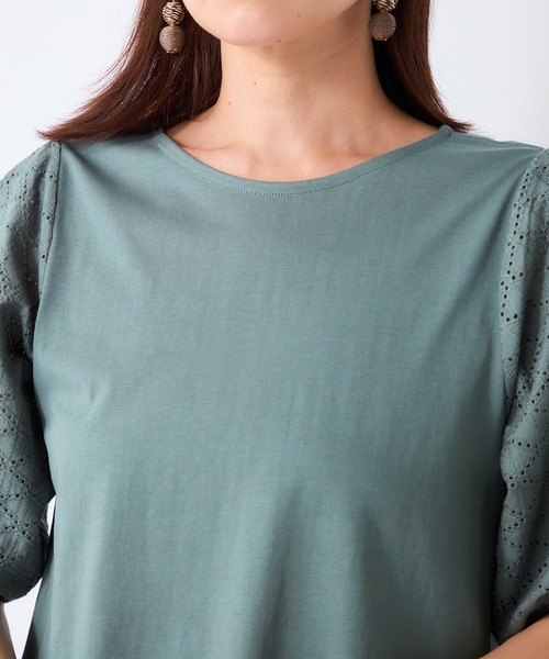 GALLORIA(ギャローリア)の「袖刺繍布帛切替プルオーバー(Tシャツ/カットソー・レディース・ブラック/ライトブラウン/グリーン・LL/M/L/S)」の5枚目の写真