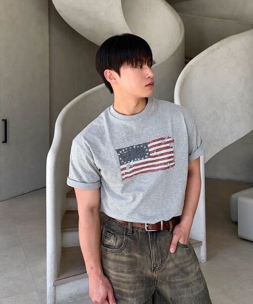 KANEITEI(カネイテイ)の「US FLAG SHORT SLEEVES (GRAY)(Tシャツ/カットソー・レディース・アッシュグレー・MEDIUM/LARGE/X-LARGE)」の6枚目の写真