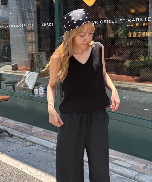CANAL JEAN(キャナルジーン)の「El mar バックレースUPニットタンク(ニット/セーター・レディース・ブラック/キナリ・ONE SIZE)」の3枚目の写真