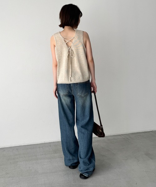 CANAL JEAN(キャナルジーン)の「El mar バックレースUPニットタンク(ニット/セーター・レディース・ブラック/キナリ・ONE SIZE)」の8枚目の写真