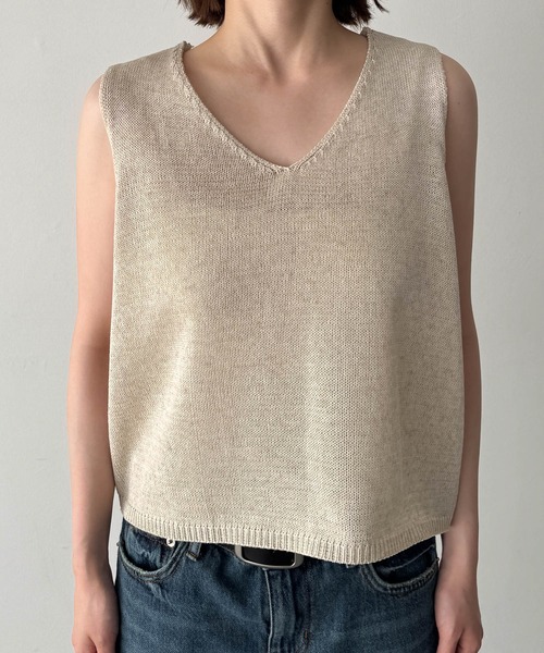 CANAL JEAN(キャナルジーン)の「El mar バックレースUPニットタンク(ニット/セーター・レディース・ブラック/キナリ・ONE SIZE)」の9枚目の写真