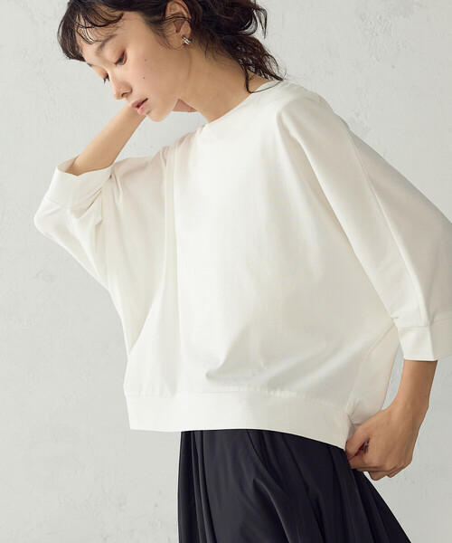 COMME CA ISM（コムサイズム）の「【接触冷感】ドルマンスリーブ Tシャツ（Tシャツ/カットソー・レディース・ホワイト/ブラック・LARGE/MEDIUM）」の3枚目の写真
