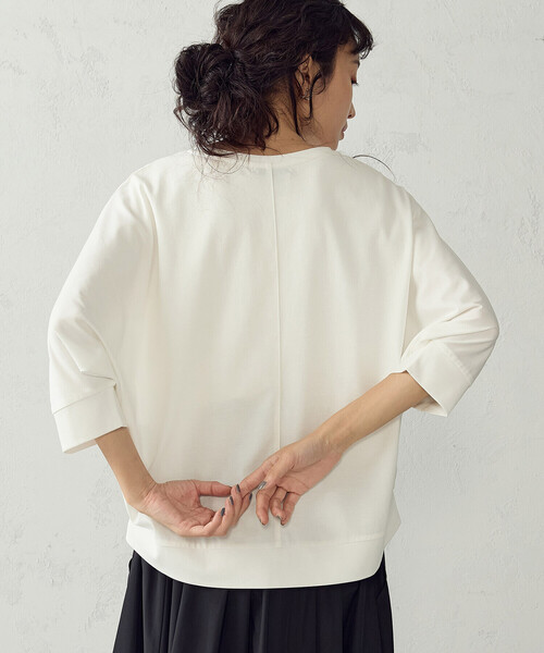 COMME CA ISM（コムサイズム）の「【接触冷感】ドルマンスリーブ Tシャツ（Tシャツ/カットソー・レディース・ホワイト/ブラック・LARGE/MEDIUM）」の4枚目の写真
