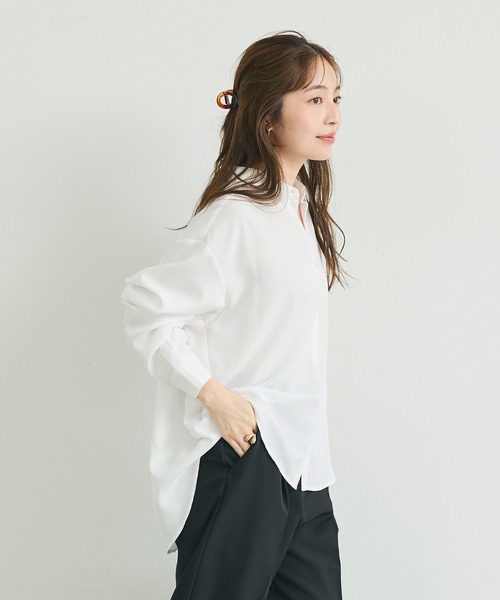 coca（coca）（コカ）の「オーバーサイズシャツ（シャツ/ブラウス・レディース・ホワイト/ブルー・L/M/S）」の4枚目の写真