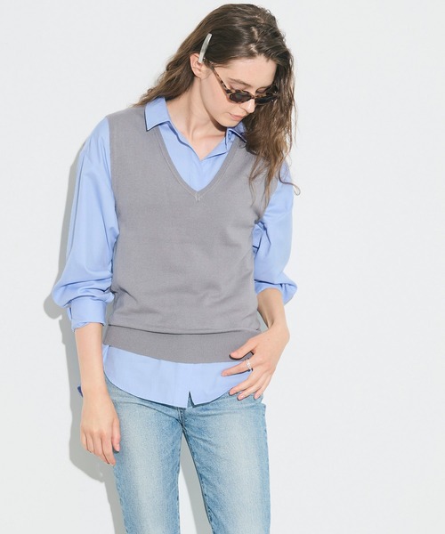 coca（coca）（コカ）の「オーバーサイズシャツ（シャツ/ブラウス・レディース・ホワイト/ブルー・L/M/S）」の14枚目の写真