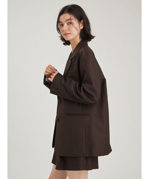 Mila Owen(ミラオーウェン)の「チェックパターンオーバーサイズジャケット(テーラードジャケット・レディース・ダークブラウン/ブラウン/ベージュ・1/0)」の9枚目の写真