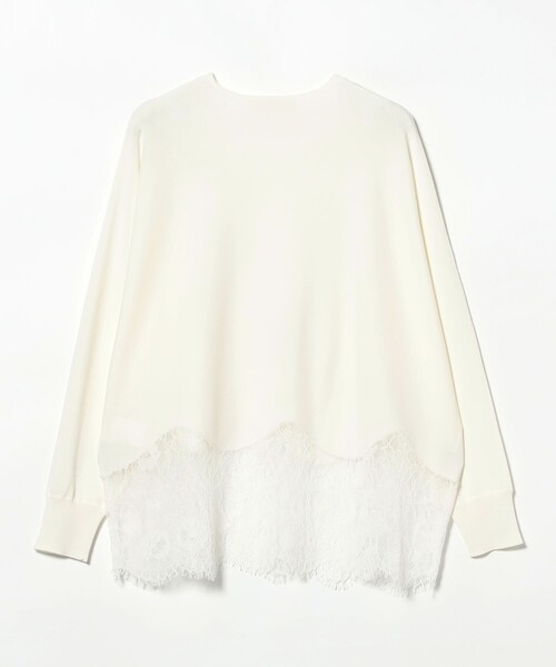 Demi-Luxe BEAMS（デミルクス ビームス）の「レースヘム クルーネック ニットプルオーバー（ニット/セーター・レディース・ホワイト系その他5・ONE SIZE）」の4枚目の写真
