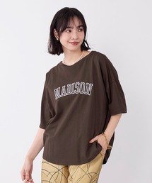 "MADISON"ロゴプリントハーフスリーブTシャツ
