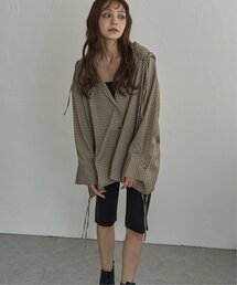 チェックオーバーフーディシャツ