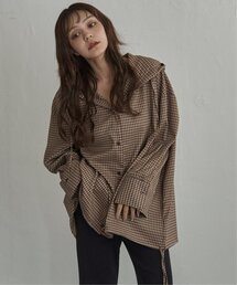 チェックオーバーフーディシャツ