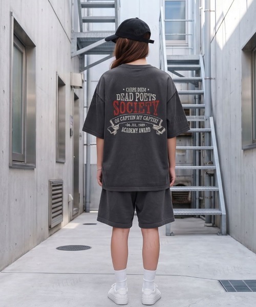 Dalfwin（ダールフィン）の「韓国ファッション【上下セット】SOCIETYピグメント加工英字バックプリント半袖ショートパンツセットアップ（ルームウェア/パジャマ・レディース・ベージュ/ブラック・FREE）」の11枚目の写真
