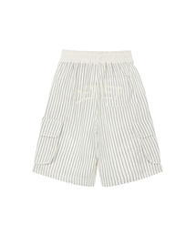 DEINET STRIPE BERMUDA SWEAT PANTS IN IVORY