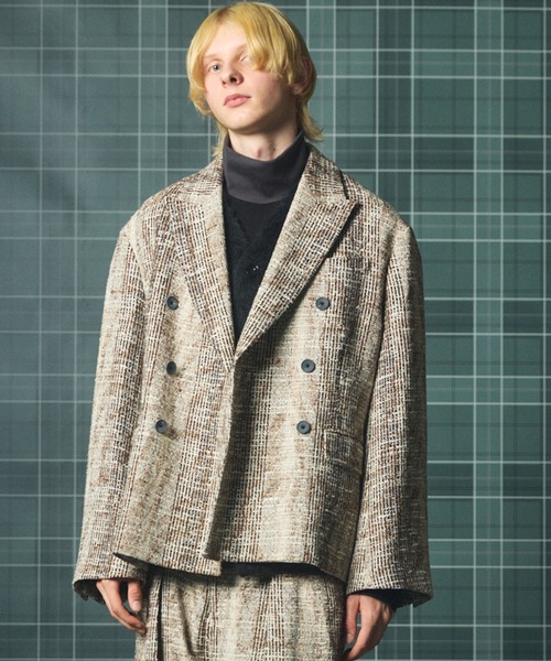 MAISON SPECIAL（メゾンスペシャル）の「《UNISEX》【Italian Dead Stock Fabric】Double-breasted Prime-Over 6B Tailored Jacket/【イタリアンデッドストックファブリック】ダブルブレストプライムオーバー6Bテーラードジャケット【MAISON SPECIAL/メゾンスペシャル】■セットアップ対応■（テーラードジャケット・メンズ・ブラウン/ベージュ/ブラック/ダークネイビー/グレイッシュベージュ/グレー・2/1/0）」の5枚目の写真