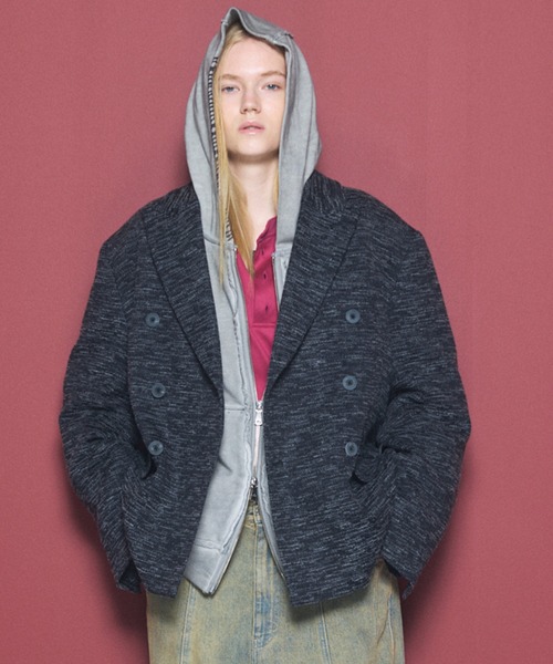MAISON SPECIAL（メゾンスペシャル）の「《UNISEX》【Italian Dead Stock Fabric】Double-breasted Prime-Over 6B Tailored Jacket/【イタリアンデッドストックファブリック】ダブルブレストプライムオーバー6Bテーラードジャケット【MAISON SPECIAL/メゾンスペシャル】■セットアップ対応■（テーラードジャケット・メンズ・ブラウン/ベージュ/ブラック/ダークネイビー/グレイッシュベージュ/グレー・2/1/0）」の2枚目の写真