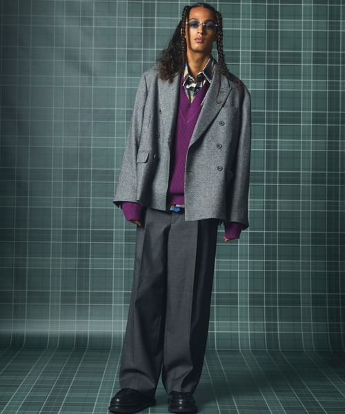 MAISON SPECIAL（メゾンスペシャル）の「《UNISEX》【Italian Dead Stock Fabric】Double-breasted Prime-Over 6B Tailored Jacket/【イタリアンデッドストックファブリック】ダブルブレストプライムオーバー6Bテーラードジャケット【MAISON SPECIAL/メゾンスペシャル】■セットアップ対応■（テーラードジャケット・メンズ・ブラウン/ベージュ/ブラック/ダークネイビー/グレイッシュベージュ/グレー・2/1/0）」の7枚目の写真