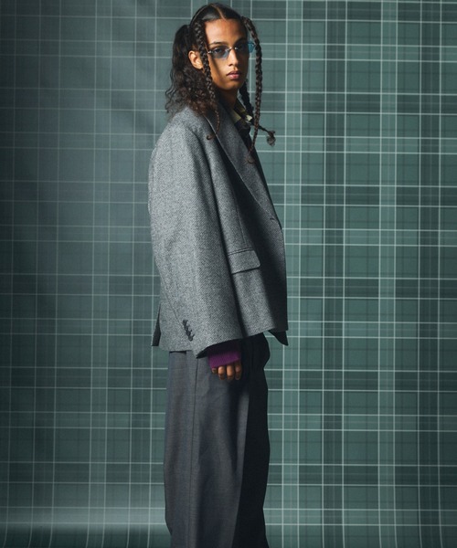 MAISON SPECIAL（メゾンスペシャル）の「《UNISEX》【Italian Dead Stock Fabric】Double-breasted Prime-Over 6B Tailored Jacket/【イタリアンデッドストックファブリック】ダブルブレストプライムオーバー6Bテーラードジャケット【MAISON SPECIAL/メゾンスペシャル】■セットアップ対応■（テーラードジャケット・メンズ・ブラウン/ベージュ/ブラック/ダークネイビー/グレイッシュベージュ/グレー・2/1/0）」の11枚目の写真
