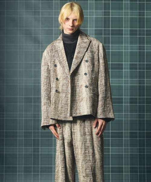 MAISON SPECIAL（メゾンスペシャル）の「《UNISEX》【Italian Dead Stock Fabric】Double-breasted Prime-Over 6B Tailored Jacket/【イタリアンデッドストックファブリック】ダブルブレストプライムオーバー6Bテーラードジャケット【MAISON SPECIAL/メゾンスペシャル】■セットアップ対応■（テーラードジャケット・メンズ・ブラウン/ベージュ/ブラック/ダークネイビー/グレイッシュベージュ/グレー・2/1/0）」の13枚目の写真