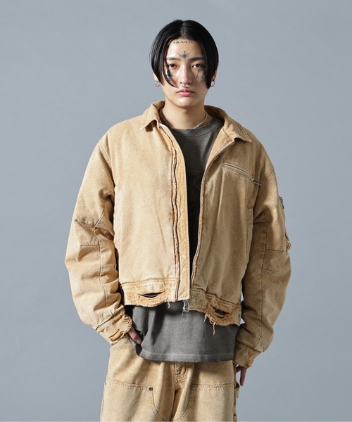 DANKE SCHON(ダンケシェーン)の「DankeSchon/ダンケシェーン/DAMEGE DUCK COLLER BLOUSON(ブルゾン・メンズ・チャコールグレー/ベージュ・M/L)」の2枚目の写真