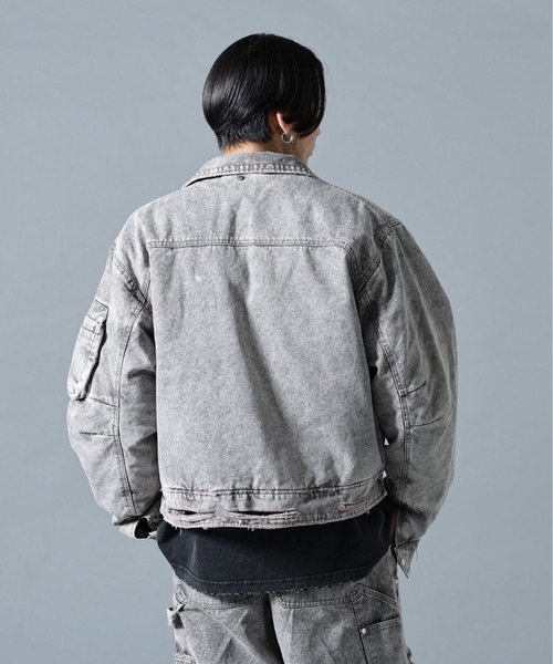 DANKE SCHON(ダンケシェーン)の「DankeSchon/ダンケシェーン/DAMEGE DUCK COLLER BLOUSON(ブルゾン・メンズ・チャコールグレー/ベージュ・M/L)」の6枚目の写真