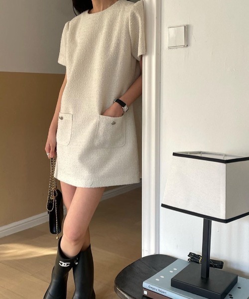FAVORITO(ファヴォリート)の「ツイードワンピース(ワンピース・レディース・ホワイト/ピンク/ブラック・F)」の19枚目の写真