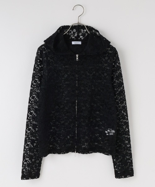 LOWRYS FARM(ローリーズファーム)の「レースZIPフードLS 1063346(Tシャツ/カットソー・レディース・アイボリー/ブラック・FREE)」の4枚目の写真