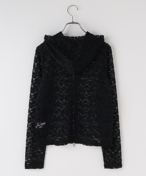 LOWRYS FARM(ローリーズファーム)の「レースZIPフードLS 1063346(Tシャツ/カットソー・レディース・アイボリー/ブラック・FREE)」の5枚目の写真