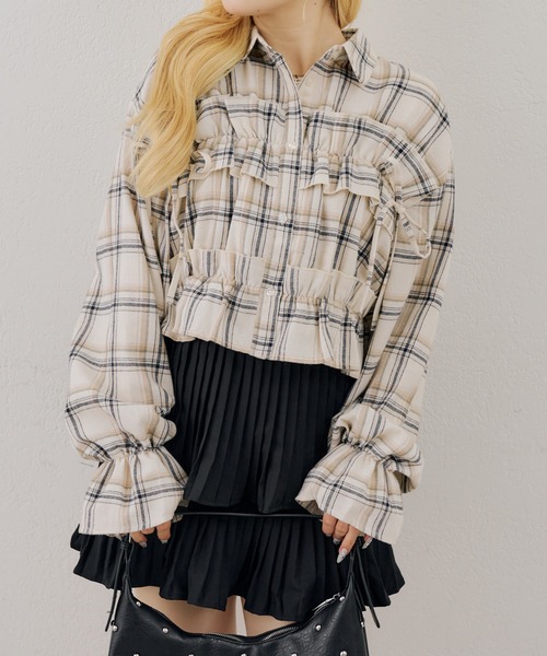 Another Branch olive des olive(アナザーブランチオリーブデオリーブ)の「チェックフリルシャツ(シャツ/ブラウス・レディース・その他4/その他3/その他2/その他1・FREE)」の1枚目の写真