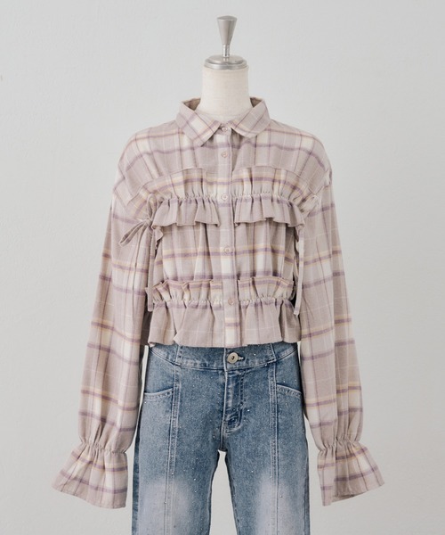 Another Branch olive des olive(アナザーブランチオリーブデオリーブ)の「チェックフリルシャツ(シャツ/ブラウス・レディース・その他4/その他3/その他2/その他1・FREE)」の2枚目の写真