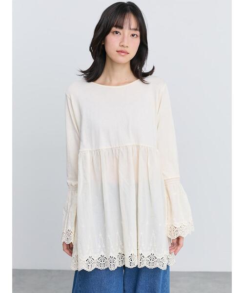 Samansa Mos2(サマンサ モスモス)の「裾袖スカラップレースインナー(Tシャツ/カットソー・レディース・キナリ/ブラック/オフホワイト・F)」の13枚目の写真