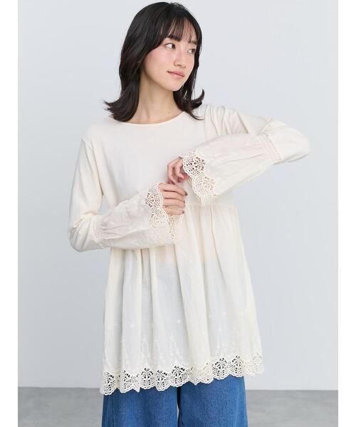Samansa Mos2(サマンサ モスモス)の「裾袖スカラップレースインナー(Tシャツ/カットソー・レディース・キナリ/ブラック/オフホワイト・F)」の14枚目の写真