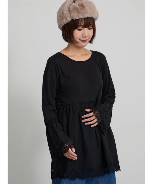 Samansa Mos2(サマンサ モスモス)の「裾袖スカラップレースインナー(Tシャツ/カットソー・レディース・キナリ/ブラック/オフホワイト・F)」の20枚目の写真